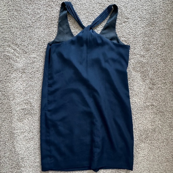 J.Crew shift dress silky dress solid blue fully lined twist knot back size 4 - Picture 5 of 9